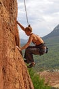 Female rock climber