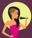Female rock singer with microphone Royalty Free Stock Photo