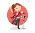 Female rock singer standing with microphone Royalty Free Stock Photo
