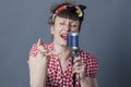 Female rocker and vocal artist with retro style performing Royalty Free Stock Photo