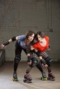 Female Roller Derby Skaters Posing Royalty Free Stock Photo