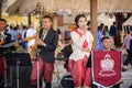 Female Royal Thai Police sings during cultural day, Bangkok, Thailand