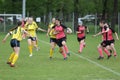 Female rugby players in action Royalty Free Stock Photo