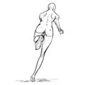 Female runner figure sketch. From behind. Vector Royalty Free Stock Photo