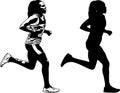 Female runner sketch and silhouette Royalty Free Stock Photo