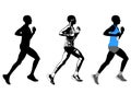 Female runner sketch and silhouette Royalty Free Stock Photo