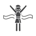 Female runner winner running sport race silhouette icon design