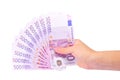 Female's hand with euro banknotes Royalty Free Stock Photo