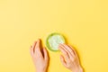 Female's hands using aloe vera gel Royalty Free Stock Photo