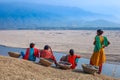 Female sand workers in Sunamganj, Bangladesh Royalty Free Stock Photo