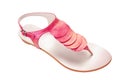 Female sandals has pearly luster, pink flip-flops is on white Royalty Free Stock Photo