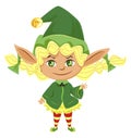 Female Santa Helper or Elf Girl Isolated Character
