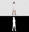 Female science engineer making a call while walking, Alpha Channel Royalty Free Stock Photo