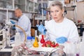 Female scientist checking agricultural products