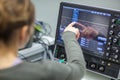 Female scientist doing research in a quantum optics lab Royalty Free Stock Photo