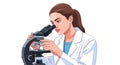 Female Scientist Working with a Microscope in a Laboratory Royalty Free Stock Photo