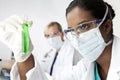 Female Scientist With Green Solution In Laboratory Royalty Free Stock Photo