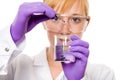 Female scientist makes laboratory tests, isolated Royalty Free Stock Photo