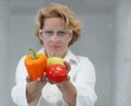 Female Scientist Offering Natural Food Royalty Free Stock Photo