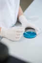 Female scientist with Petri dish Royalty Free Stock Photo