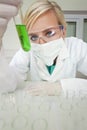 Female Scientist With Test Tube of Green Liquid Royalty Free Stock Photo