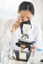 Female Scientist Using Microscope