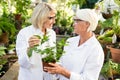 Female scientists holding potted plant Royalty Free Stock Photo