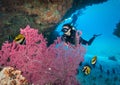 Female scuba diver in the Indian Ocean, Maldives