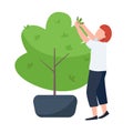 Female with secateurs, gardener, landscape designer flat color vector faceless character