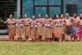 The female section of a Maori kapa haka dance group, New Zealand Royalty Free Stock Photo