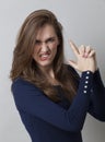 Female self-defense concept for angry James Bond Girl Royalty Free Stock Photo