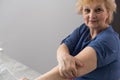 female senior getting an swine flu shot Royalty Free Stock Photo