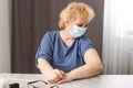 female senior getting an swine flu shot Royalty Free Stock Photo