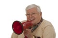 Female senior with megaphone