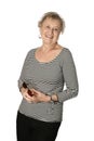 Female senior in stripy black top Royalty Free Stock Photo