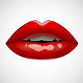 Female red lips isolated on white