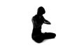 Female shadow making namaste gesture, spiritual practice, zen harmony feeling