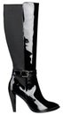 Female shiny black patent-leather shoe with high heel