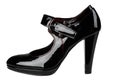 Female shiny black patent-leather shoe with high heel