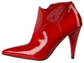 Female shiny red patent-leather shoe with high heel