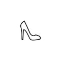 Female shoe with high heel. Elegant black slipper with spike heel on while background. Vector illustration Royalty Free Stock Photo
