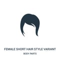 female short hair style variant icon vector from body parts collection. Thin line female short hair style variant outline icon