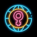 Female Sign World neon glow icon illustration