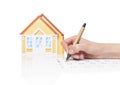 Female signing contract on a house Royalty Free Stock Photo