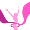 Female Silhouette Arms Up Pink Ribbon Breast