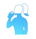 Female silhouette drinking water with glass