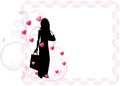 Female silhouette in the frame with hearts Royalty Free Stock Photo