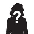 Female silhouette icon with question mark sign Royalty Free Stock Photo