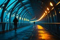 female silhouette on a morning jog in transition.. Royalty Free Stock Photo