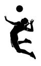 Silhouette of female playing volleyball Royalty Free Stock Photo